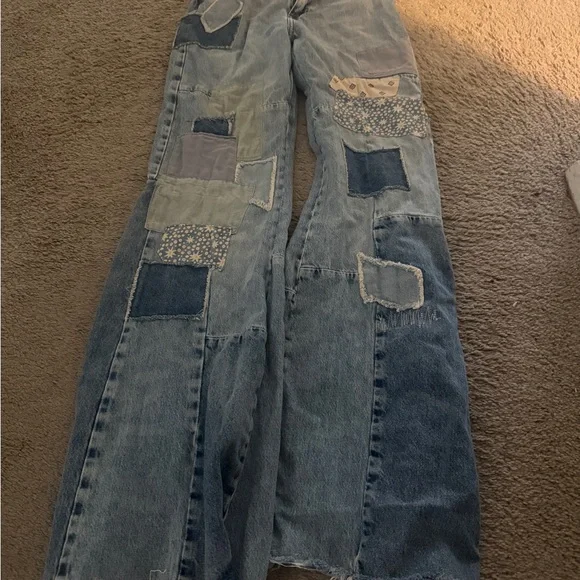 Polo Ralph LaurenPatchwork High Rise Flare Leg Jeans in Blue